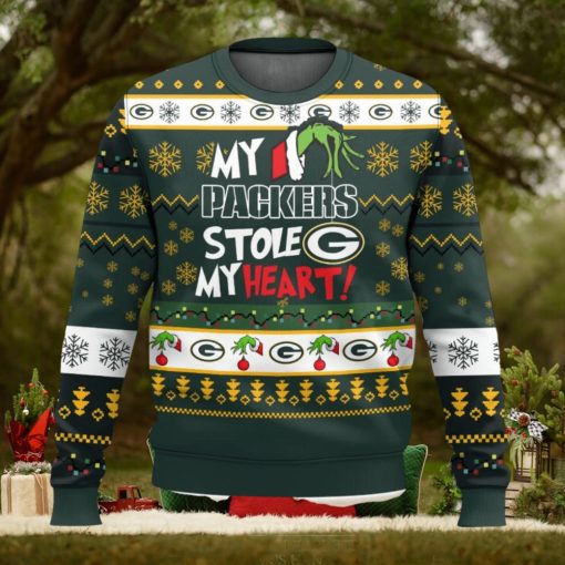 Green Bay Packers Stole My Heart Ugly Sweater 3D Printed Men And Women Christmas Gift
