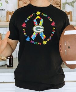 Green Bay Packers Support Educate Advocate Accept Love Autism Awareness T Shirt