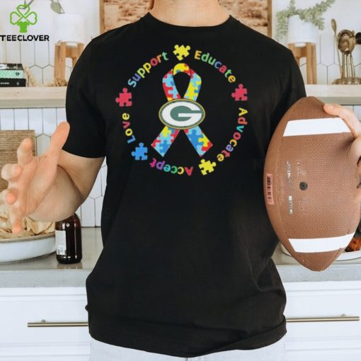 Green Bay Packers Support Educate Advocate Accept Love Autism Awareness T Shirt