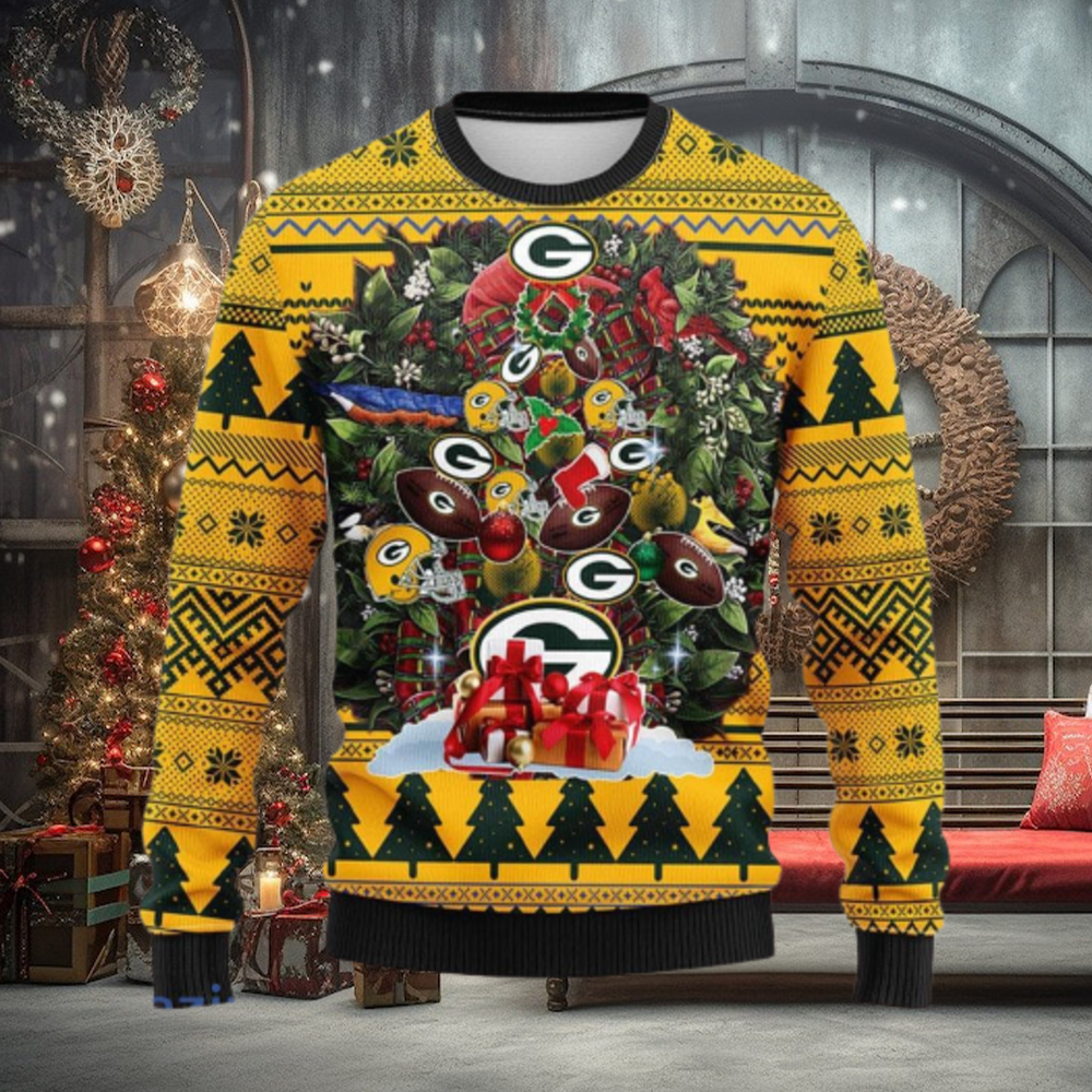 Green Bay Packers Tree Ball Christmas Ugly Sweater - Limotees