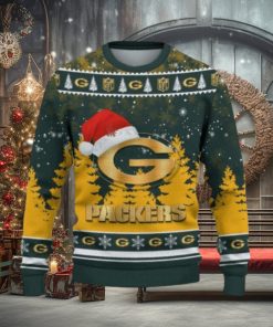 Green Bay Packers Ugly Christmas Sweater Snowflakes Santa Hat Logo For Men And Women Gift Christmas