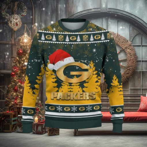 Green Bay Packers Ugly Christmas Sweater Tree Santa Hat Car For Fans Gift Familys Holidays