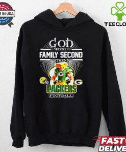 Green Bay Packers fan God first family second then Packers football mascot shirt