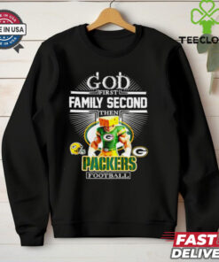 Green Bay Packers fan God first family second then Packers football mascot shirt