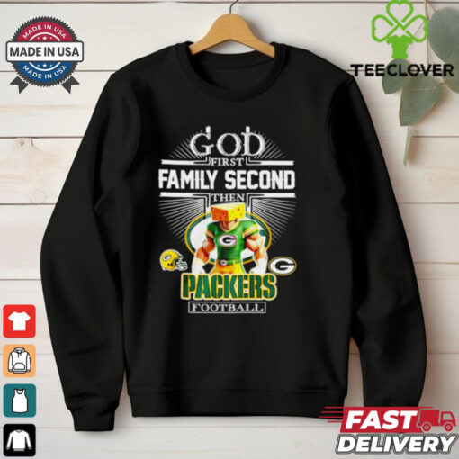 Green Bay Packers fan God first family second then Packers football mascot shirt