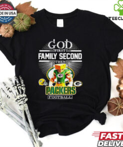 Green Bay Packers fan God first family second then Packers football mascot shirt