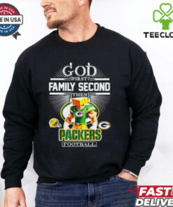 Green Bay Packers fan God first family second then Packers football mascot shirt