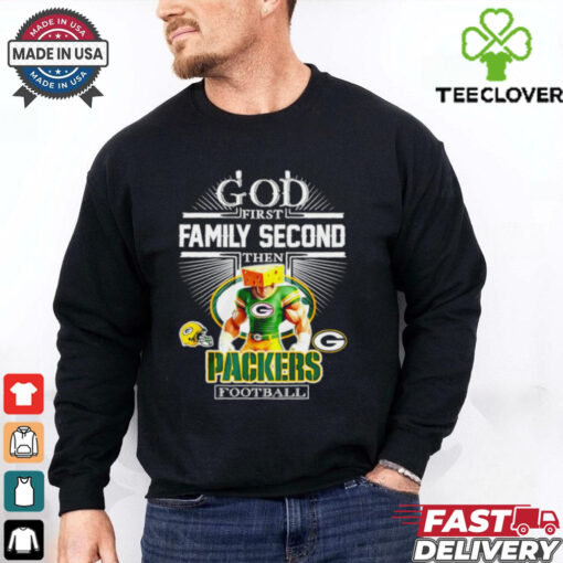Green Bay Packers fan God first family second then Packers football mascot shirt
