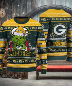 Green Bay Packers x The Grinch For Merry Christmas 2024 With Love Ugly Sweater