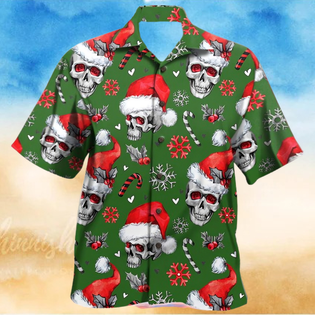 Green Christmas Skull Hawaiian Shirt