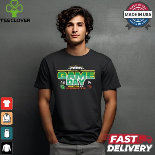 Green Oregon Ducks vs. Oregon State Beavers 2024 Rivalry Game Score Shirt