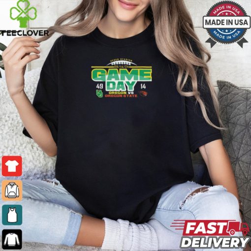 Green Oregon Ducks vs. Oregon State Beavers 2024 Rivalry Game Score Shirt
