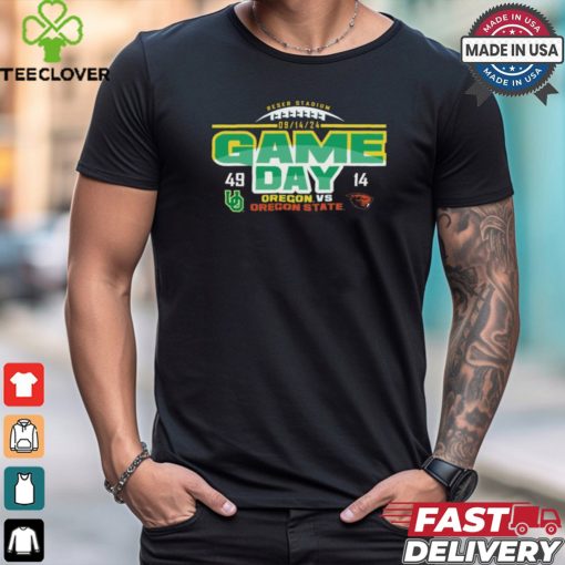Green Oregon Ducks vs. Oregon State Beavers 2024 Rivalry Game Score Shirt
