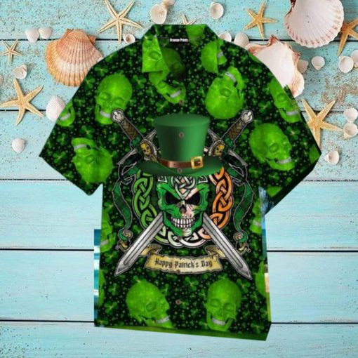 Green Skull Saint Patricks Day Aloha Hawaiian Shirt Impressive Gift Unisex