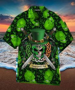 Green Skull Saint Patricks Day Aloha Hawaiian Shirt Impressive Gift Unisex