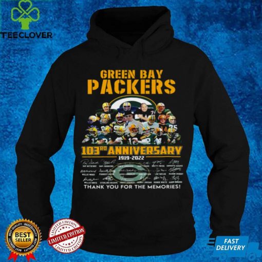 Green bay packers 103rd anniversary 1919 2022 thank you for the memories hoodie, sweater, longsleeve, shirt v-neck, t-shirt