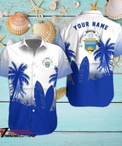 Greenock Morton FC Palm Tree Surfboard Personalized Name Button Shirt