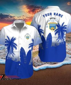 Greenock Morton FC Palm Tree Surfboard Personalized Name Button Shirt