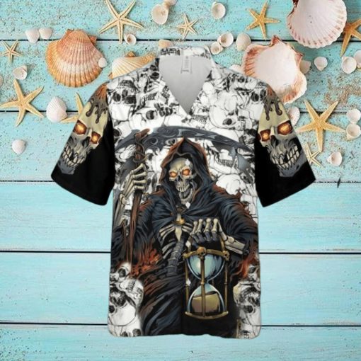 Grim Reaper Keeps Track Of Time Skull Hawaiian Shirt For Men Women