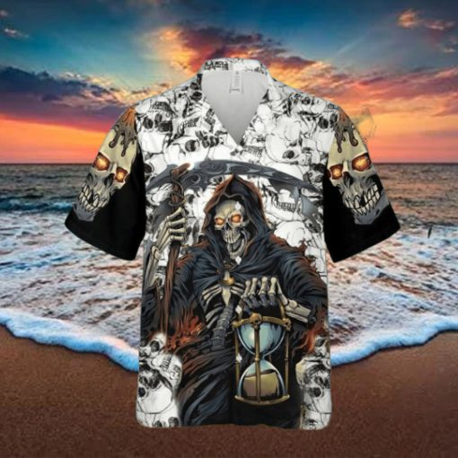 Grim Reaper Keeps Track Of Time Skull Hawaiian Shirt For Men Women