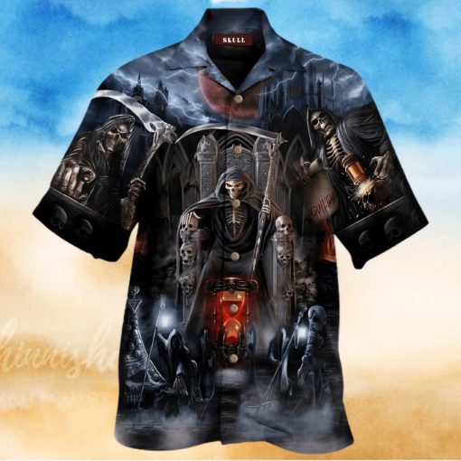 Grim Reaper Skeleton King Skull Gothic Aloha Hawaiian Shirt