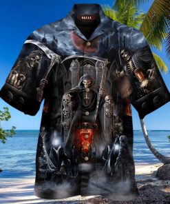 Grim Reaper Skeleton King Skull Gothic Aloha Hawaiian Shirt