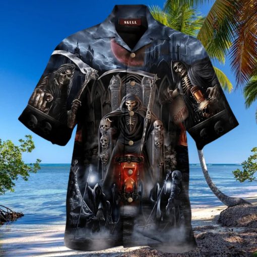 Grim Reaper Skeleton King Skull Gothic Aloha Hawaiian Shirt