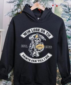 Grim Reaper football win lose or tie Saints fan till I die est 1966 shirt