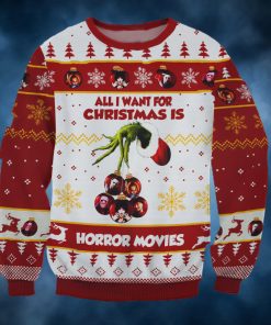 Grinch All I Want For Christmas Is Horror Movies Ugly Christmas Sweater