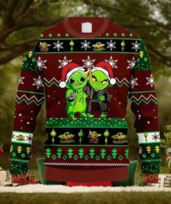Grinch And Baby Yoda Star Wars Christmas Funny Ugly Christmas Wool Knitted Sweater