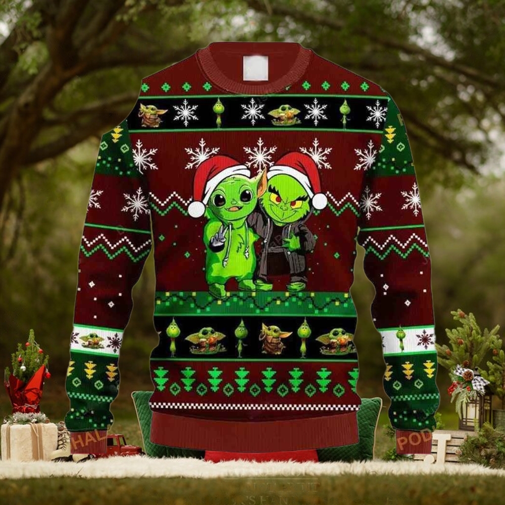 Grinch And Baby Yoda Star Wars Christmas Funny Ugly Christmas Wool Knitted Sweater Grinch And Baby Yoda Star Wars Christmas Funny Ugly Christmas Wool Knitted Sweater
