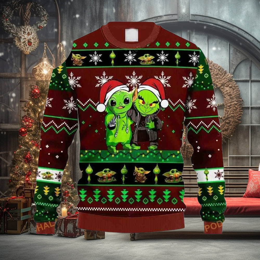 Grinch And Baby Yoda Star Wars Christmas Funny Ugly Christmas Wool Knitted Sweater Grinch And Baby Yoda Star Wars Christmas Funny Ugly Christmas Wool Knitted Sweater