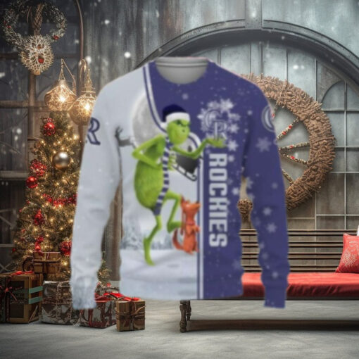 Grinch And Dog New Year Colorado Rockies Ugly Christmas Sweater