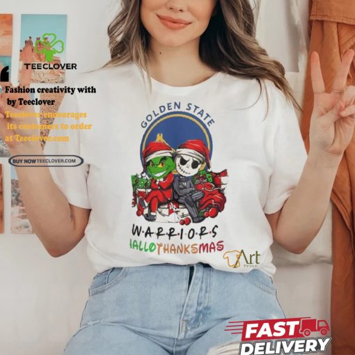 Grinch And Jack Golden State Warriors Friends HalloThanksMas Shirt