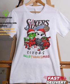 Grinch And Jack Philadelphia 76ers Friends HalloThanksMas Shirt