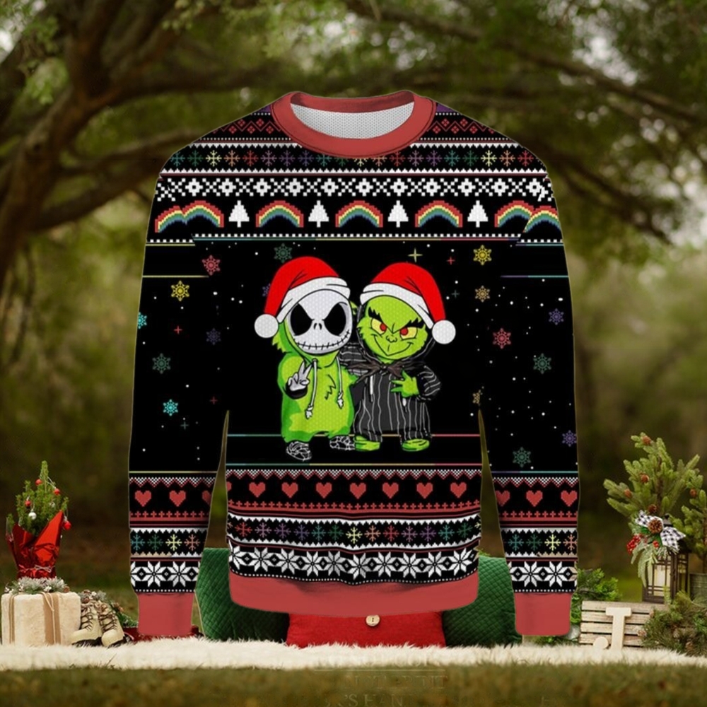 Grinch And Jack Skellington Disney Wool Holiday Sweater Grinch And Jack Skellington Disney Wool Holiday Sweater