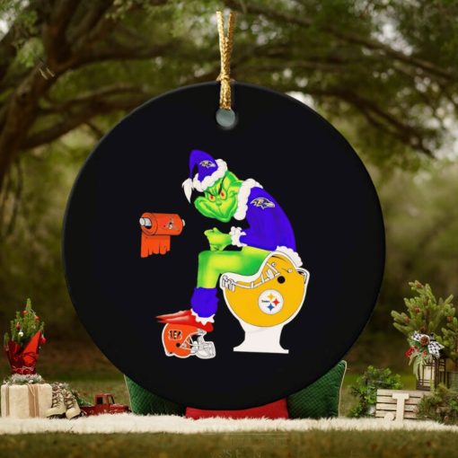 Grinch Baltimore Ravens shit on Pittsburgh Steelers ornament