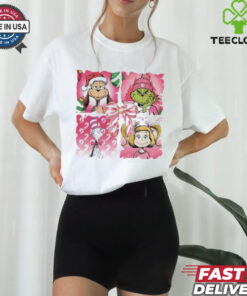 Grinch Characters Pink Coquette Glitter Merry Christmas shirt