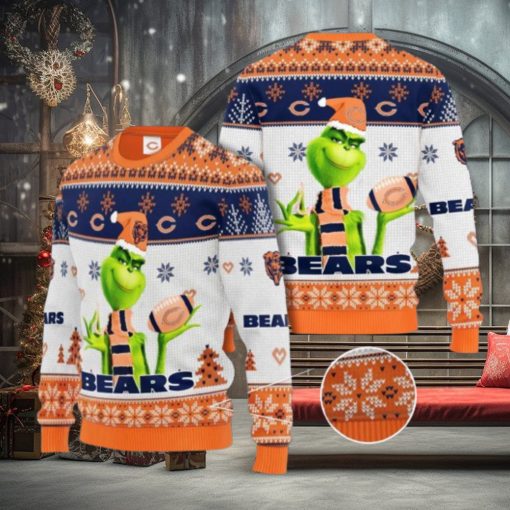 Grinch Chicago Bears 3D Ugly Christmas Sweater