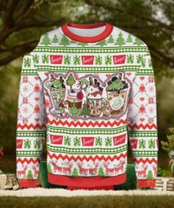 Grinch Coffee Latte Christmas 3D Knitting Pattern Ugly Christmas Holiday Sweater
