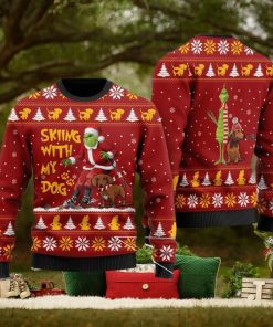 Grinch Dachshund Dog Grinch And Dachshund Skiing With My Dog Christmas Ugly Sweater 3D Gift For Men And Women