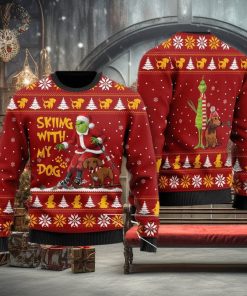 Grinch Dachshund Dog Grinch And Dachshund Skiing With My Dog Christmas Ugly Sweater 3D Gift For Men And Women