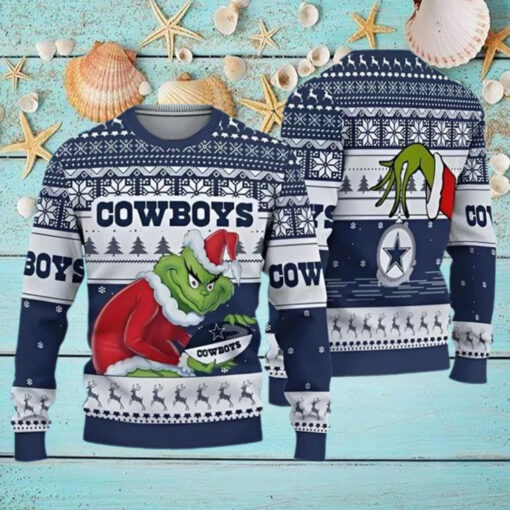 Grinch Dallas Cowboys Ugly Christmas Sweater NFL Football Gifts