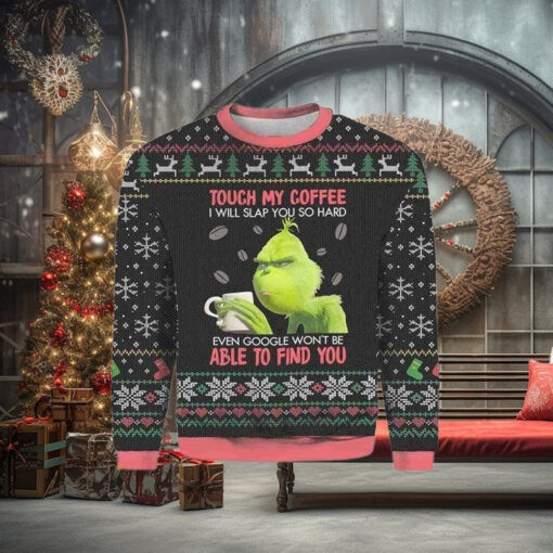 Grinch Don’t Touch My Coffee Woolen Christmas Ugly Sweater