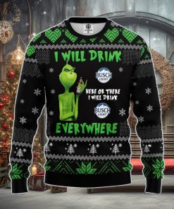 Grinch Drunk Busch Beer Ugly Christmas Sweater Amazing Gift Men And Women Christmas Gift