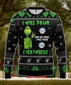 Grinch Drunk Busch Beer Ugly Christmas Sweater Amazing Gift Men And Women Christmas Gift