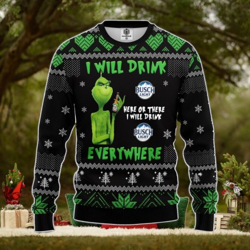 Grinch Drunk Busch Beer Ugly Christmas Sweater Amazing Gift Men And Women Christmas Gift