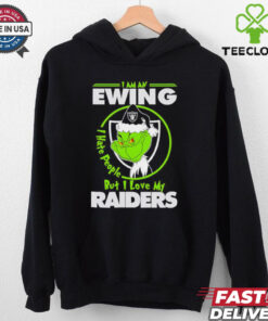 Grinch Ewing I Love My Las Vegas Raiders Christmas Shirt featuring a playful Grinch design with a message of love for the Las Vegas Raiders, celebrating the holiday season.