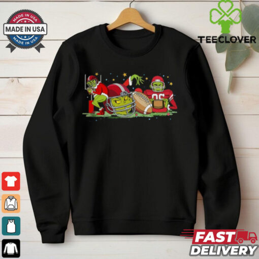 Grinch Football Christmas Ready to Press Grinch Playing Football Holiday shirt