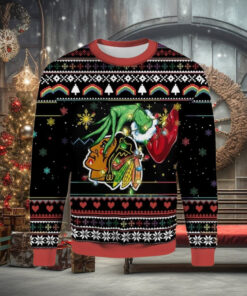 Grinch Gift Chicago Blackhawks Knitting Pattern 3D Print Ugly Sweater